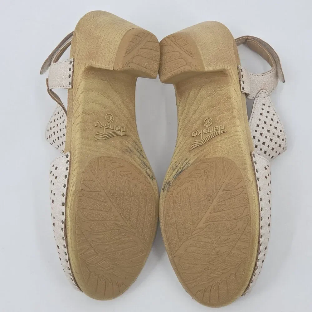 Dansko Teagan Leather Sandals Womens Size 41 White Slingback Neutral  Granny